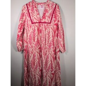 Victoria Dunn Women Pink Floral V-Neck Maxi Dress Size XS/M